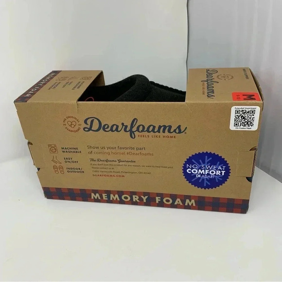 NIB Dearfoams Mens Medium (Shoe Size 9 10) Wool Blend Clog Style Slippers Black - Picture 7 of 7